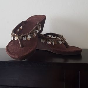 Brown Wedge Flip Flops
